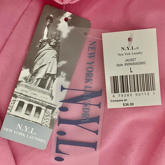 NEW YORK LAUNDRY Pink Tropical Print Short Sleeve Hoodie Jacket - Picture 7 of 8